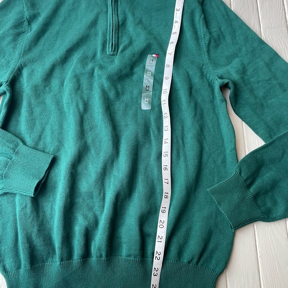 Tommy Hilfiger Mens Solid Quarter Zip Mock Neck Sweater Hunter Green Size Medium - Picture 3 of 7